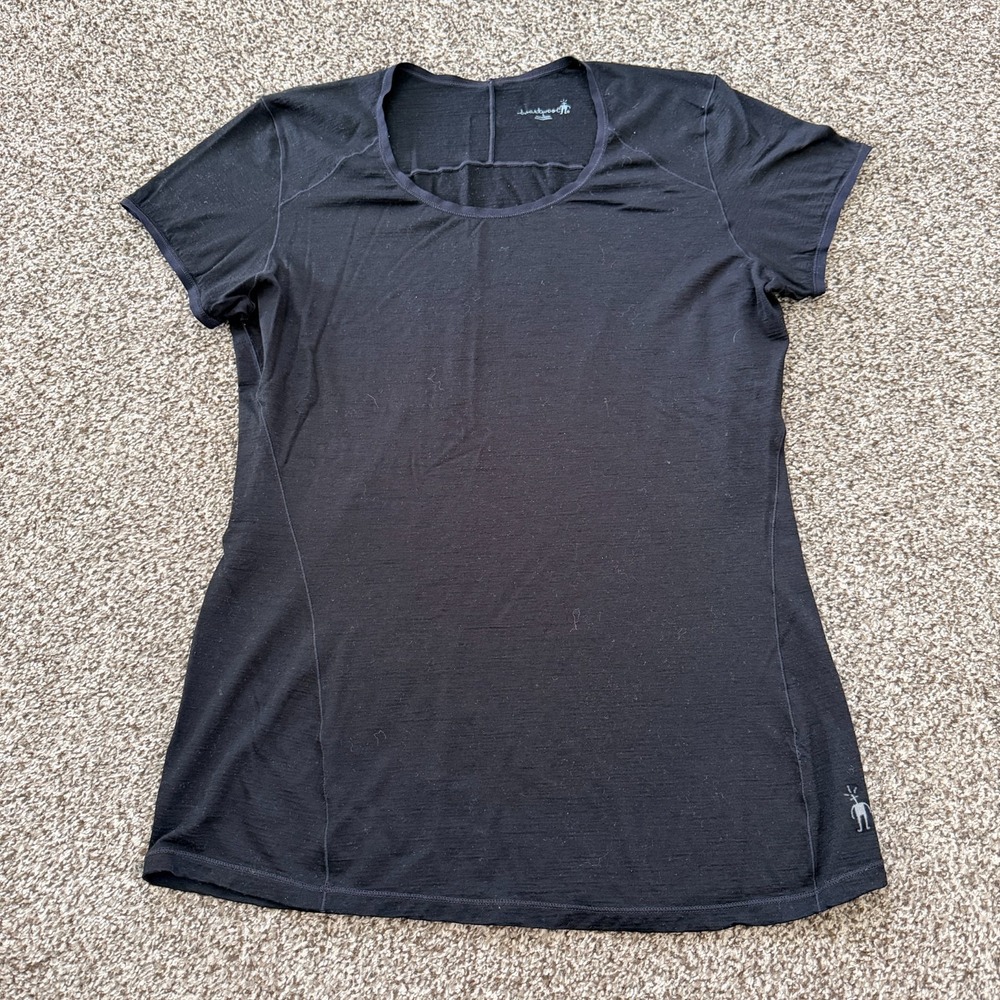 Smartwool Shirt Womens Large Black Merino 150 Wool Base Layer Thermal Hiking